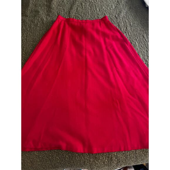 Vintage Requirements red wool maxi skirt a-line academia preppy Holiday party 14 - Picture 6 of 12